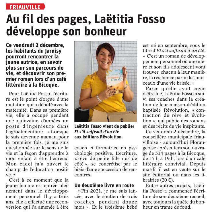 Laëtitia Fosso mise en lumière dans le Républicain Lorrain